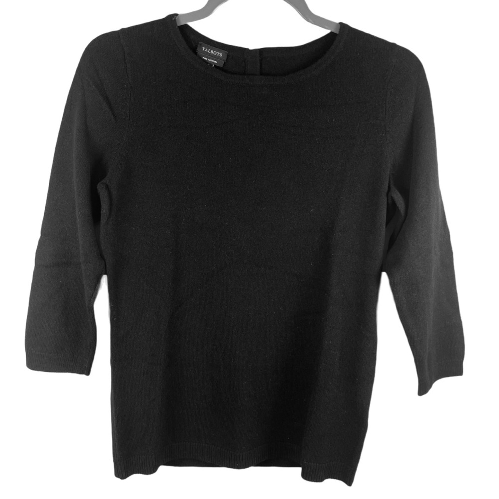 TALBOTS CASHMERE 3/4 SLEEVE SWEATER | Small | Black